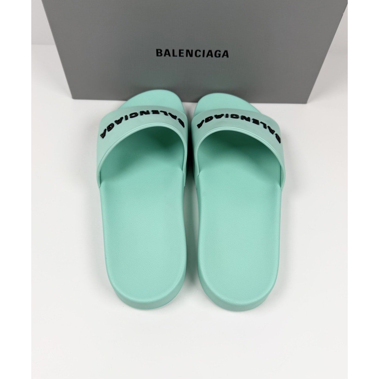 Size 11 - Balenciaga Mint Rubber Pool Sandals NEW!