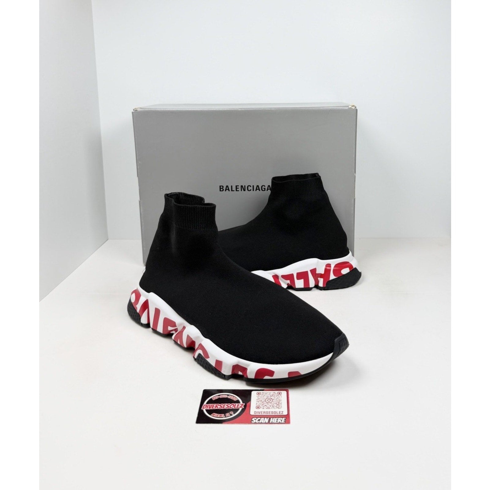 Size 46EU/13US - Balenciaga Speed Trainers Black Red Like New