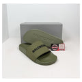 Size 41EU/8US - Balenciaga Olive Green Pool Slides NEW