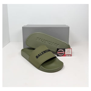 Size 41EU/8US - Balenciaga Olive Green Pool Slides NEW