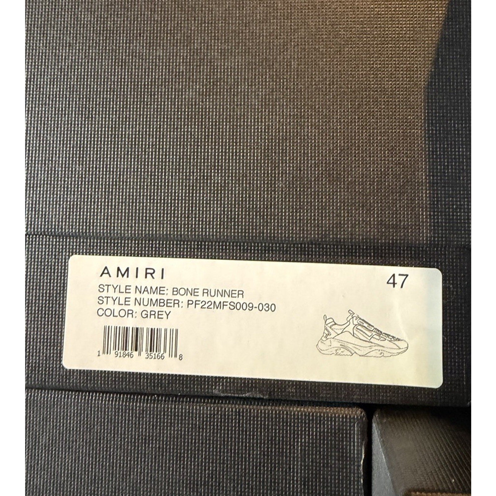 Size 47EU/14US - Amiri Bone Runner Grey NEW