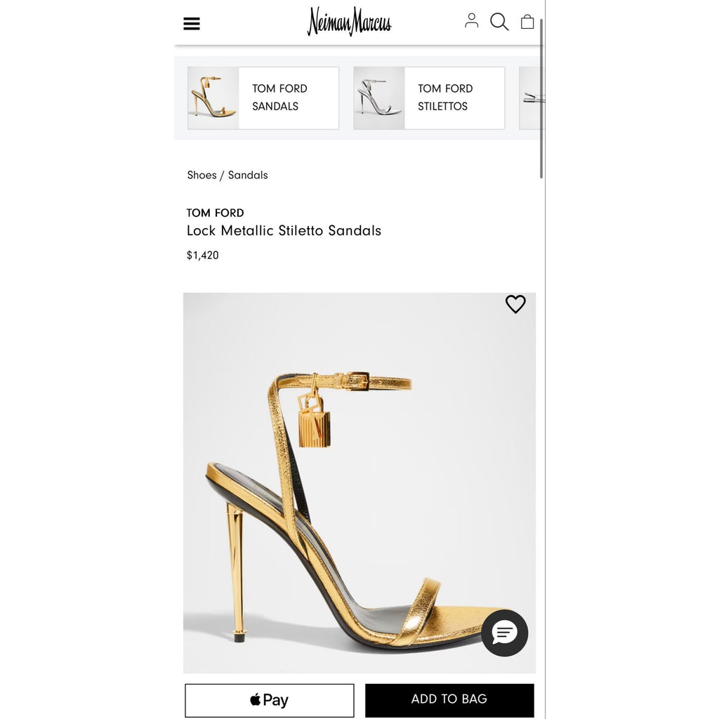 Size 11 - Tom Ford Gold Lock Stiletto Sandals