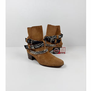 Size 37/7 - Amiri Bandana Chain Link Buckle Beige Boots