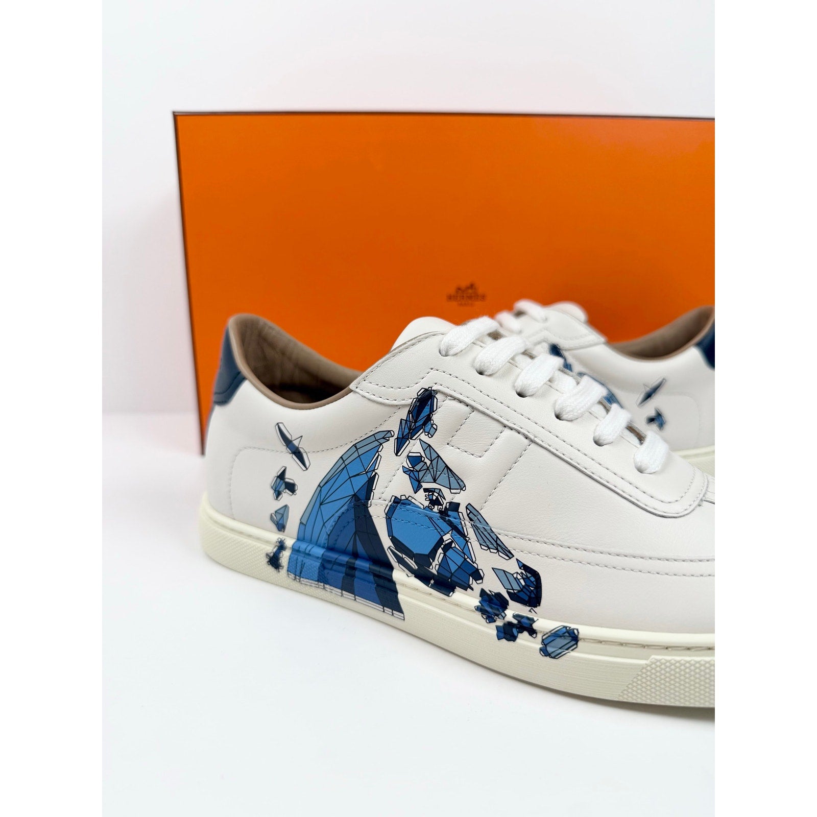 Size 8.5 - Hermes Quicker Leather Sneakers NEW