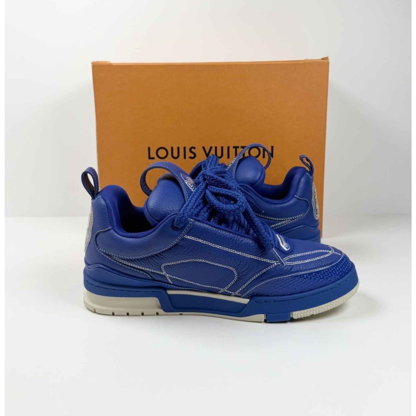 Size 9.5LV/10.5US - Louis Vuitton Skate Leather Blue Sneakers