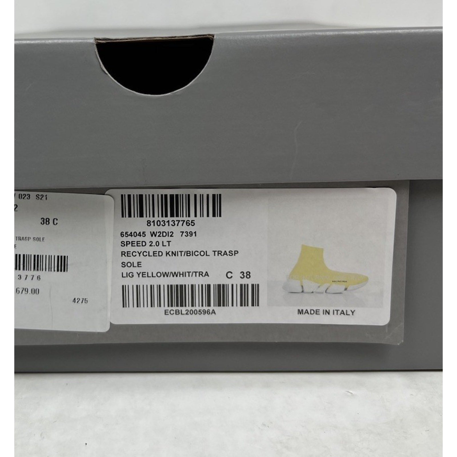 Size 38EU/8W - Balenciaga 2.0 Recycled Yellow Speed NEW