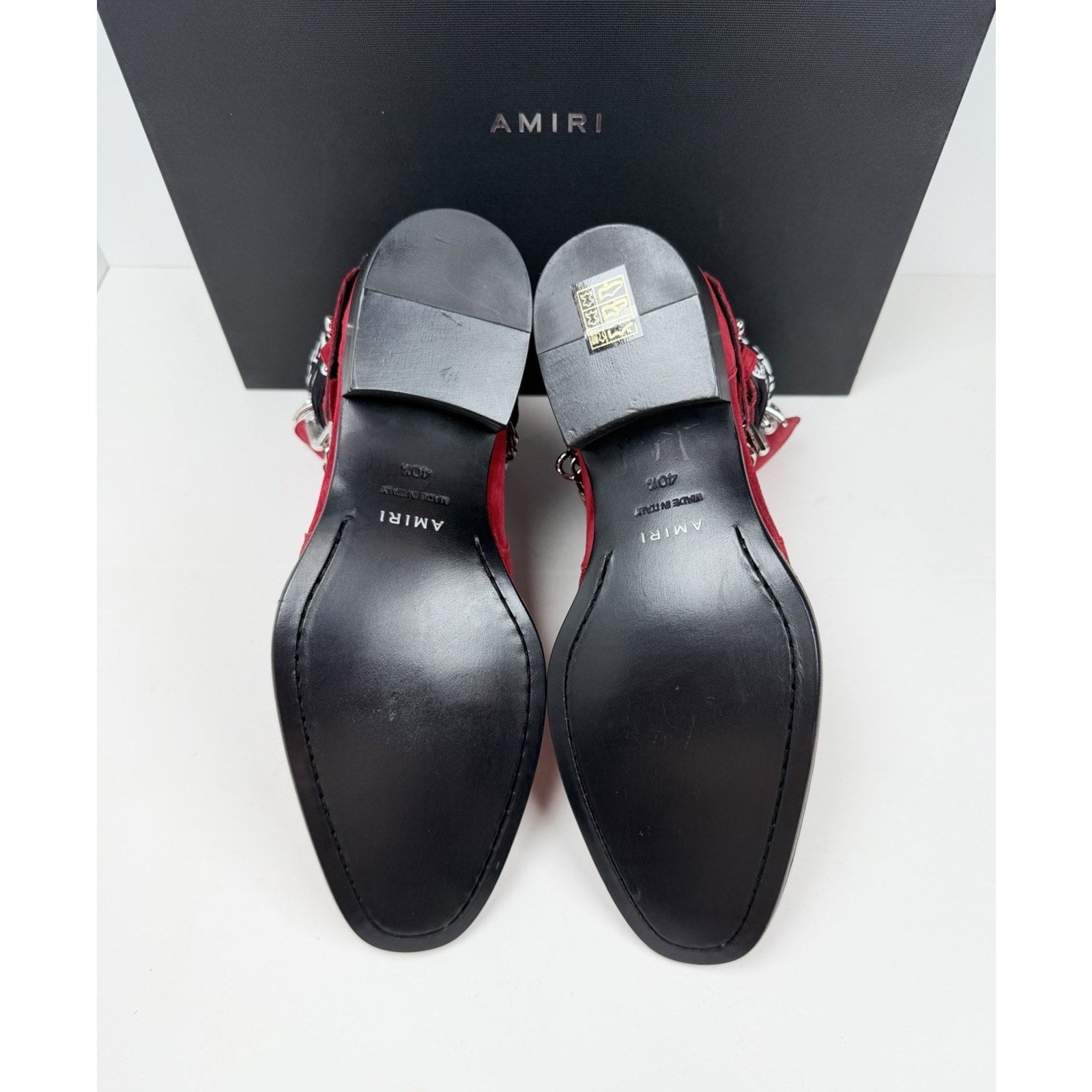 Size 7.5US - Amiri Chain Link Bandana Boots Merlot NEW