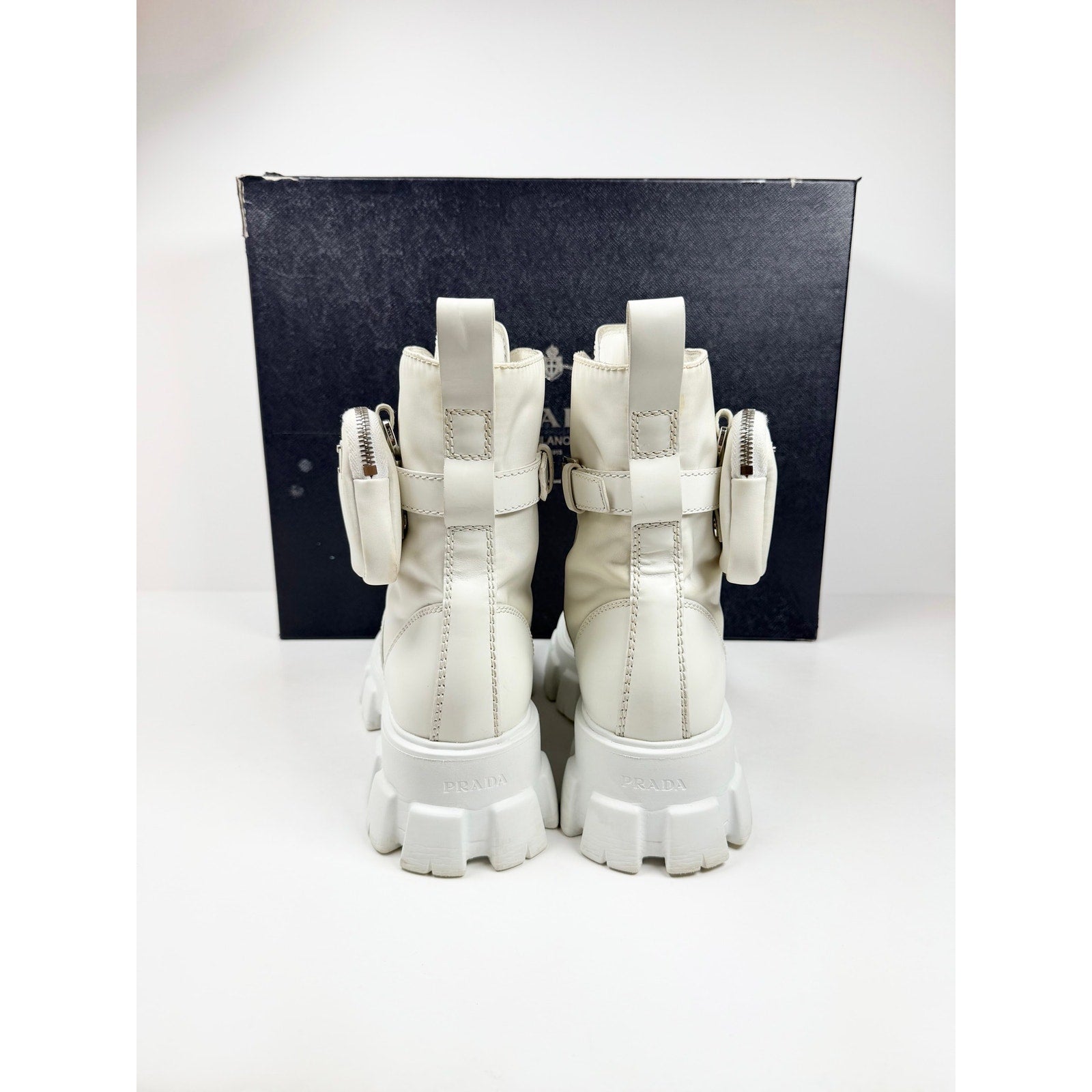 Size 9.5UK/10.5US - Prada Monolith Pouch Combat Boots