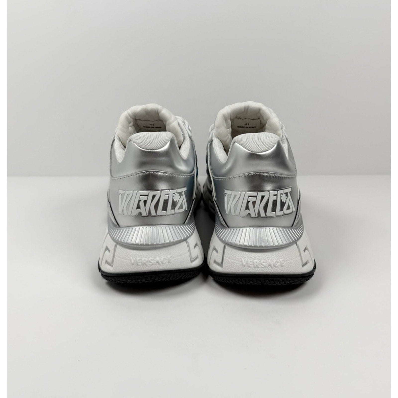Size 40EU/7US - Versace Trigreca Silver Blue Sneakers NEW