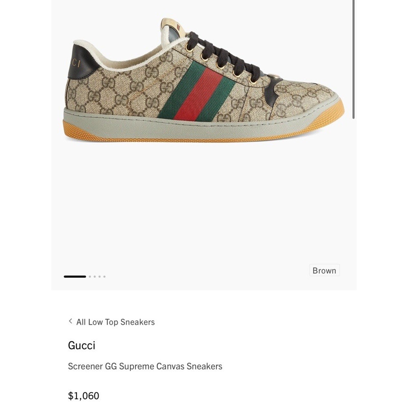 Size 8.5US - Gucci Screener Beige Monogram NEW