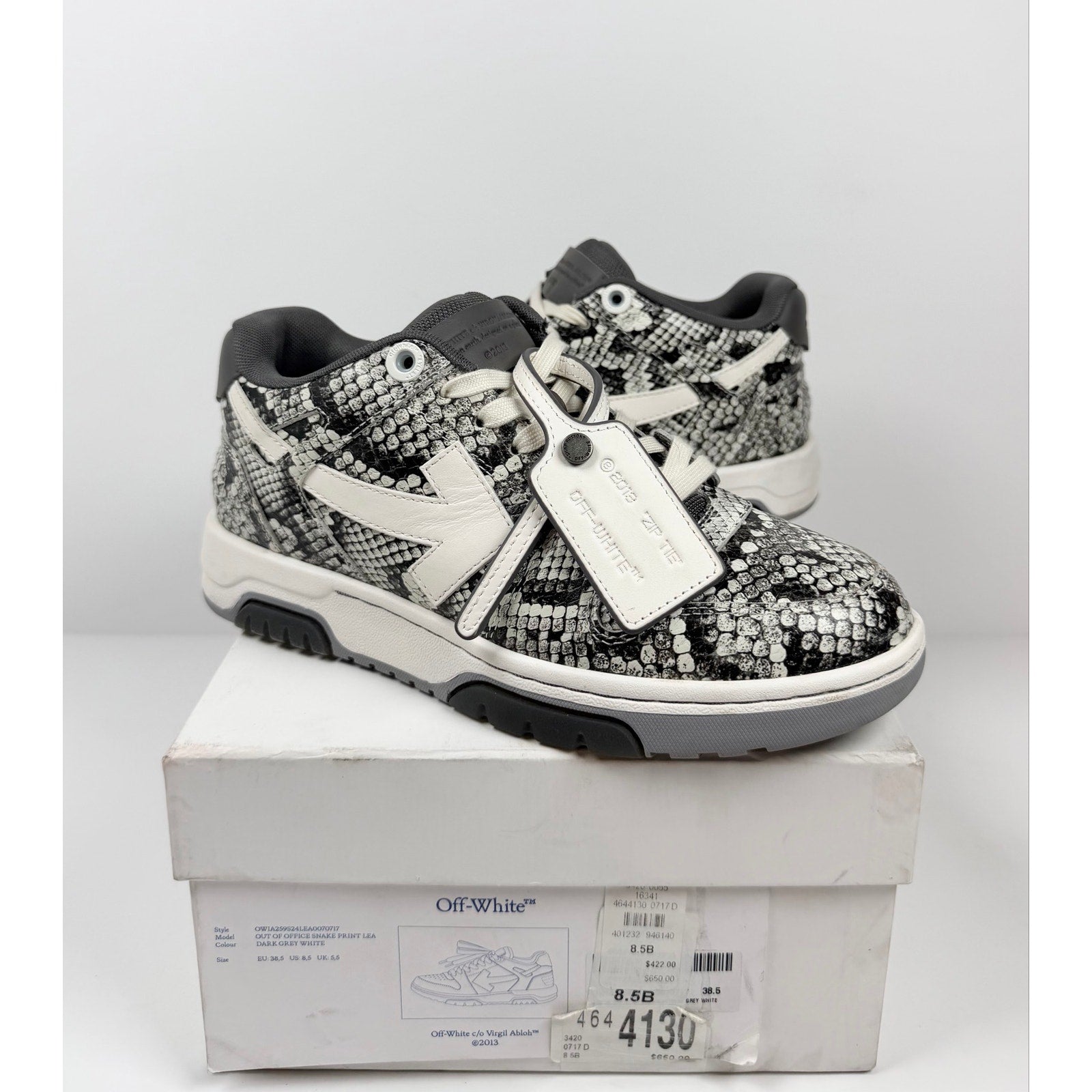 Size 8.5 Women - Off-White Out Of Office Python Skin