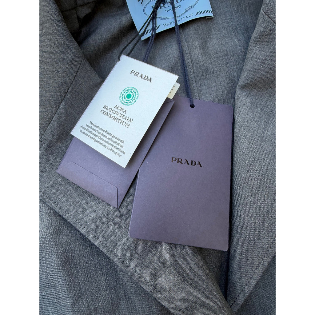 Prada Women’s Gray Belted Blazer Jacket IT 44 / US M