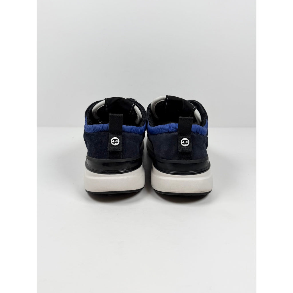 Size 7.5 Women - Chanel CC Logo Blue Suede Trainers