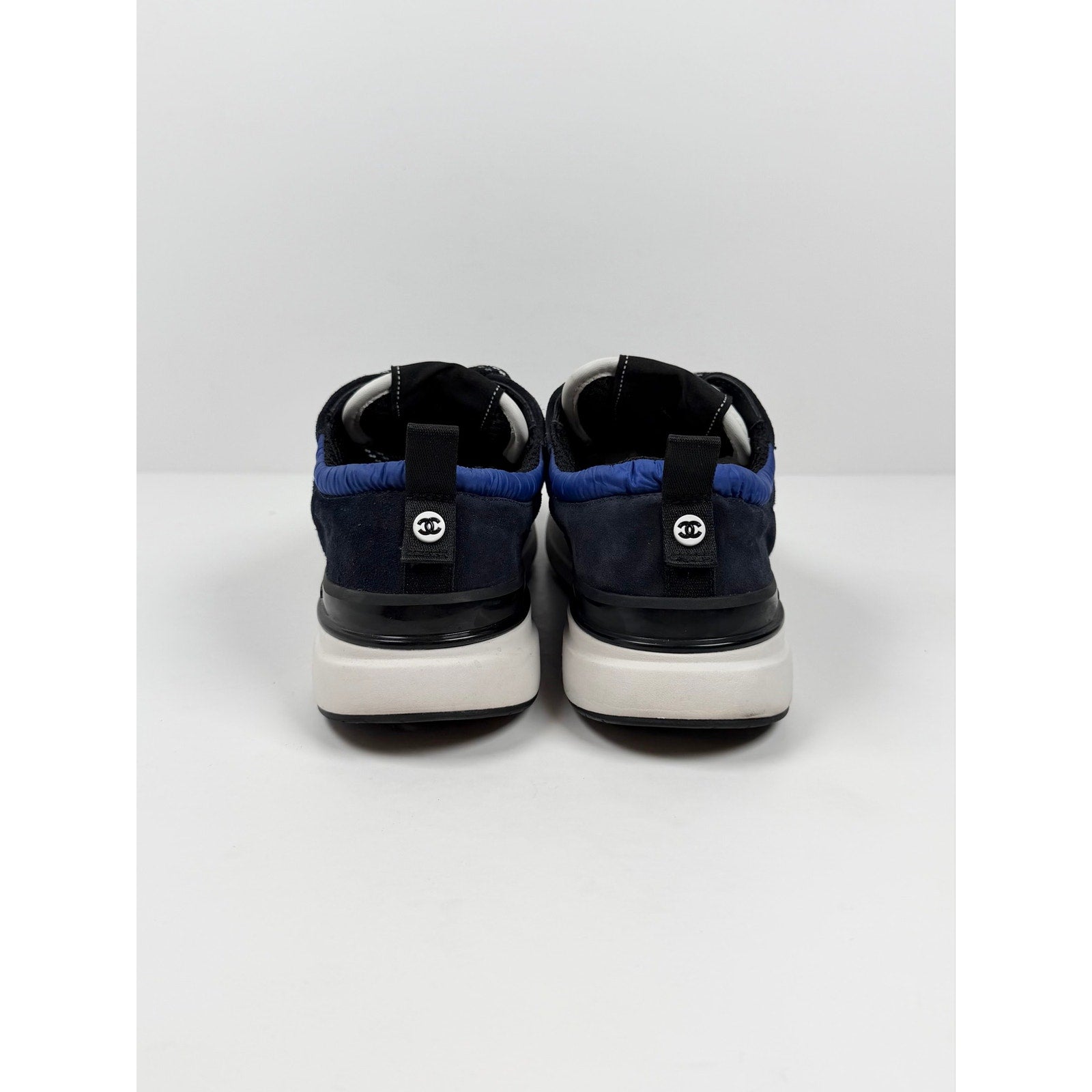 Size 7.5 Women - Chanel CC Logo Blue Suede Trainers
