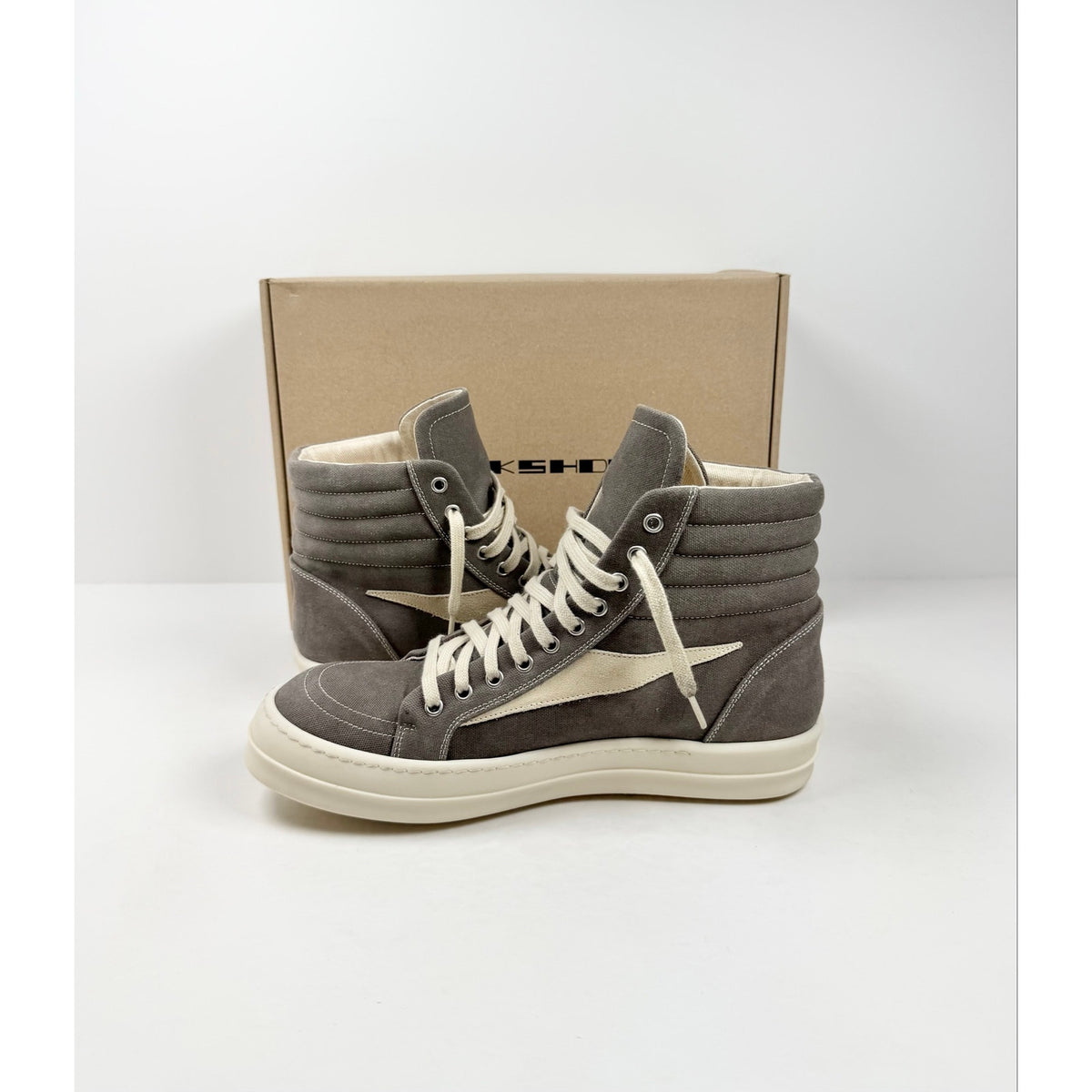 Size 10.5 - Rick Owen’s Vintage High Sneaks Dust Milk