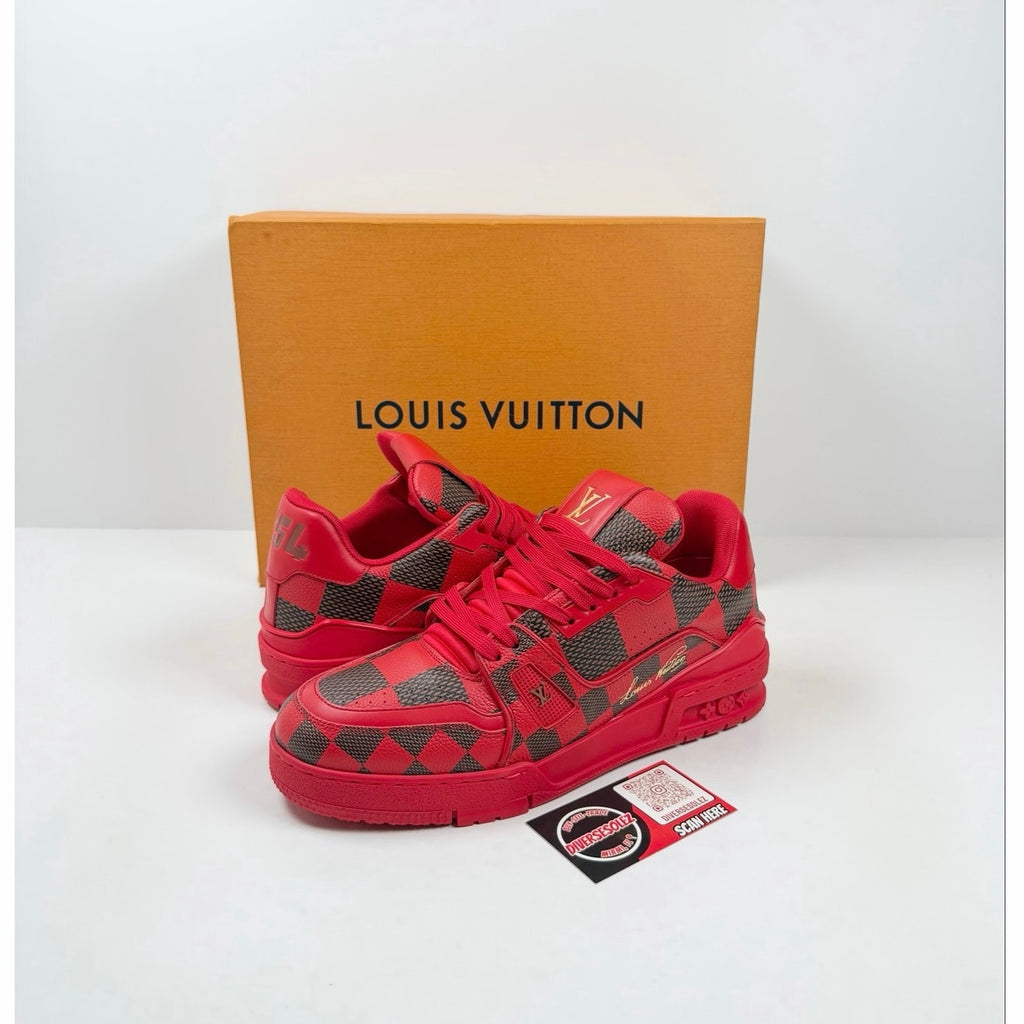 Size 6LV/7US - Louis Vuitton Damier Red Trainer NEW