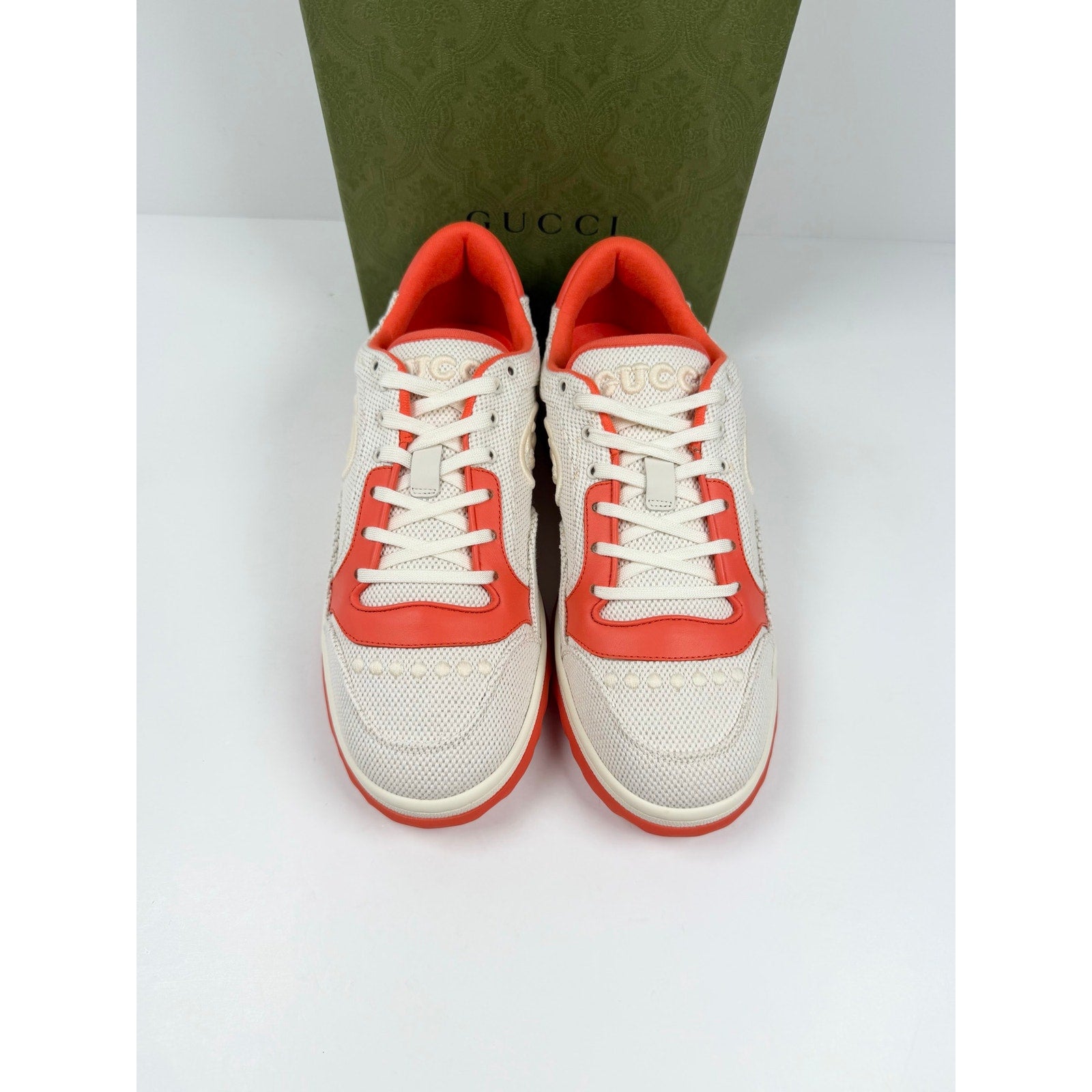 Size 8US - Gucci MAC80 White Orange Sneakers NEW