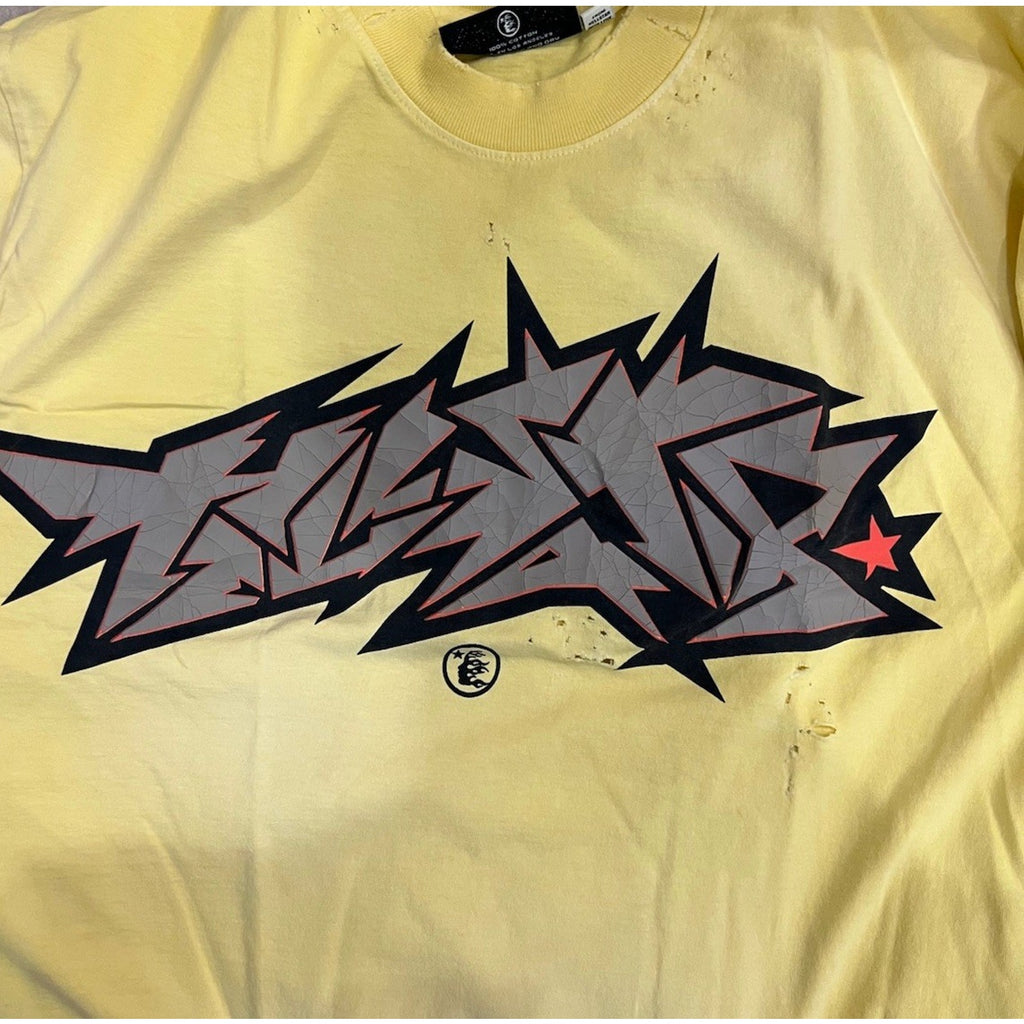 Size M - Hellstar Crack Print Faded Distressed NEW