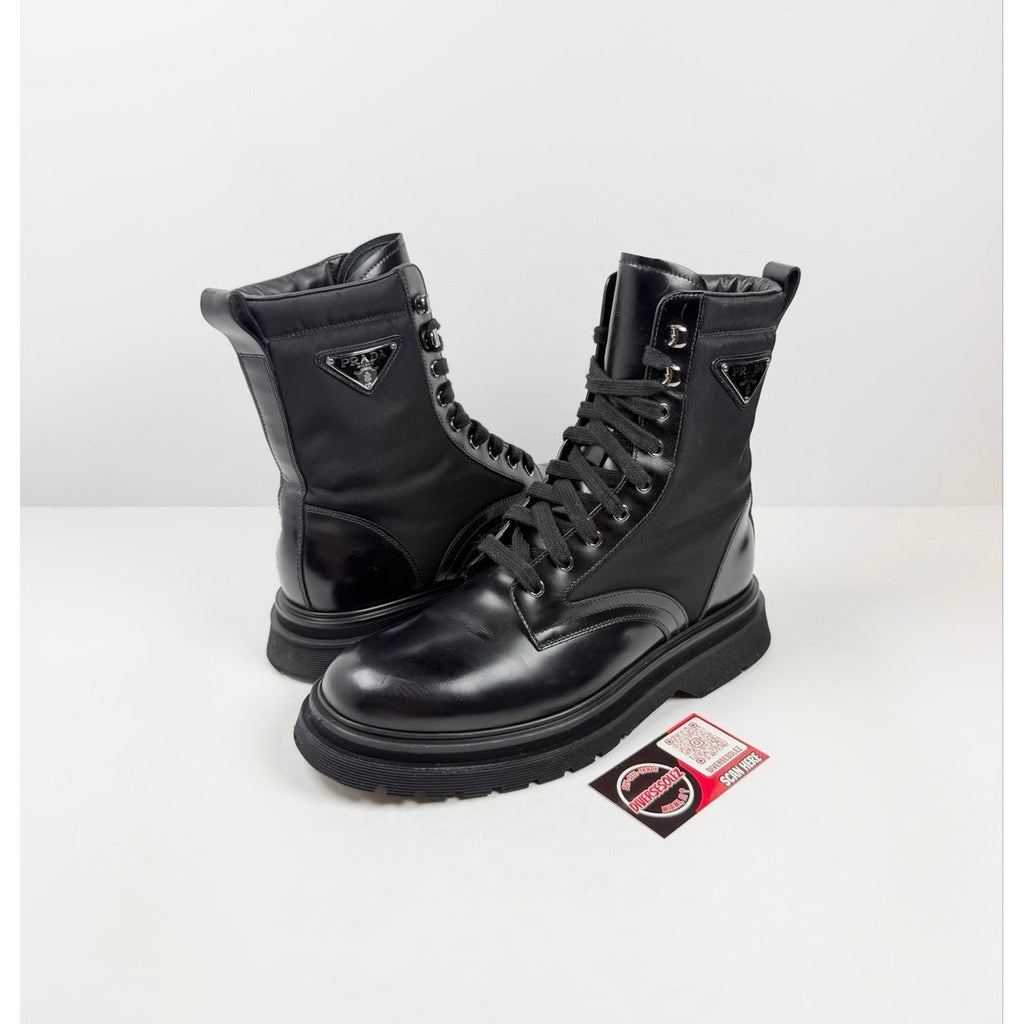 Size 7UK/8US - Prada Nylon Leather Combat Boots