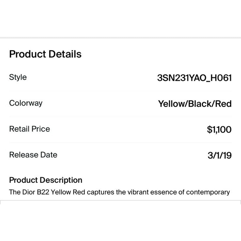 Size 41EU/8US - Dior B22 Yellow/Red Trainers