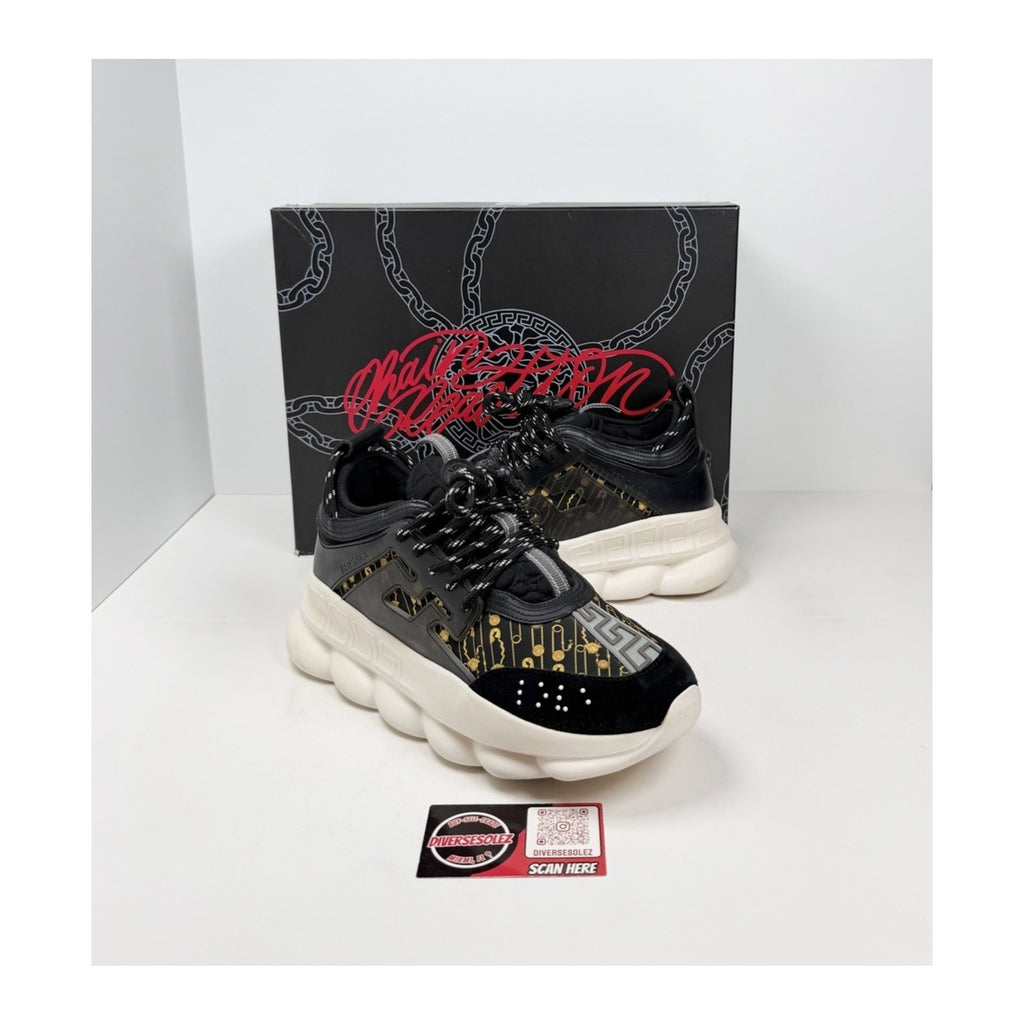 Size 40EU/7US - Versace Chain Reaction Black Sneakers🖤 RETAIL $1K!