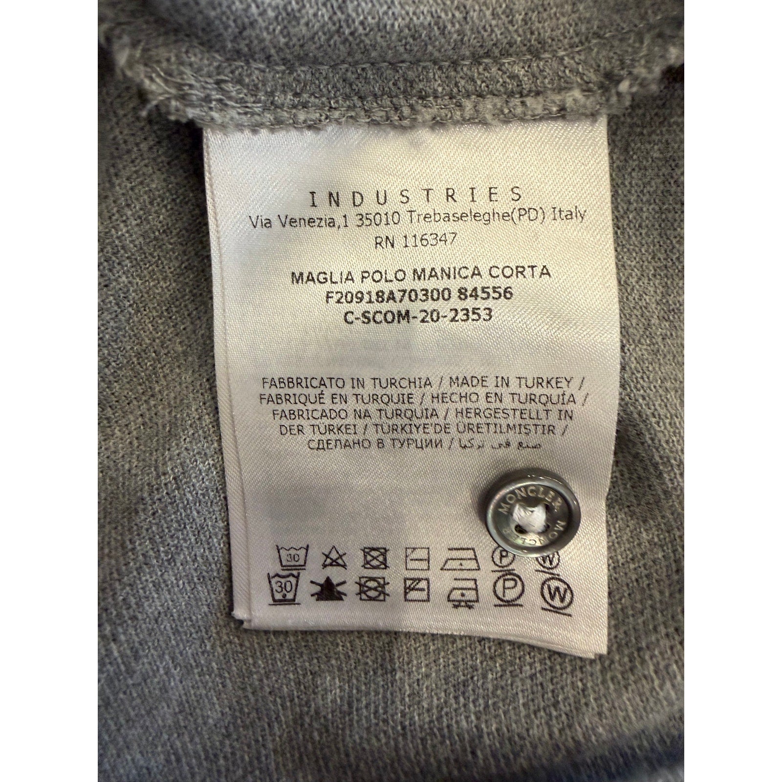 Moncler Gray Polo Shirt (Tagged L) Fits Like S/M